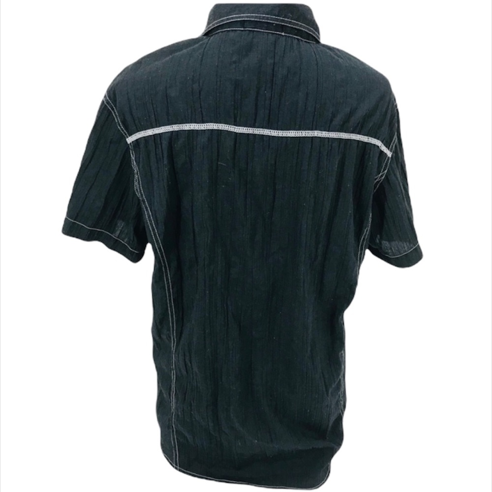 Pop Icon Wrinkled Look Short Sleeve Shirt, Black, Medium - Picture 2 of 5